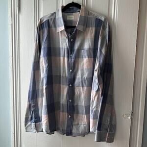 7 Diamonds Shirt Mens XXL Pink Blue Plaid Button Up Long Sleeve Collared Top